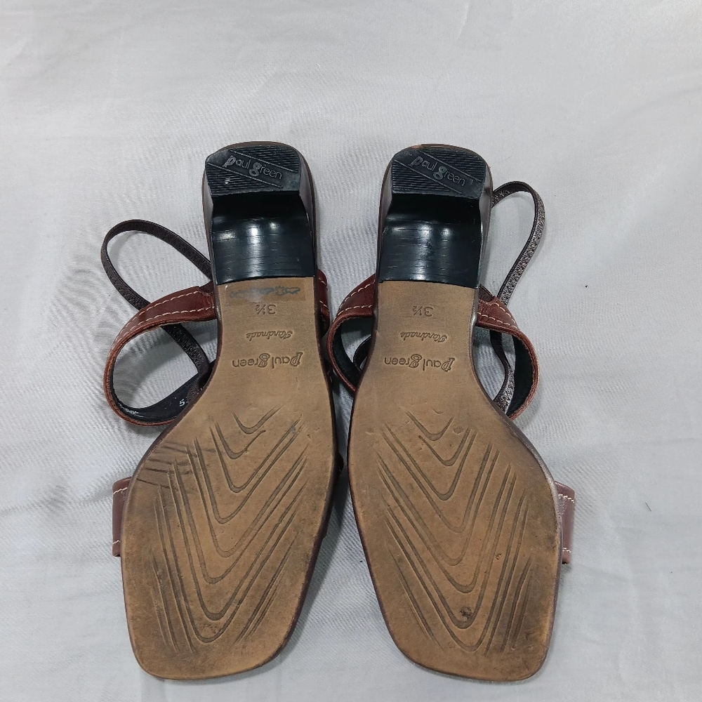 Vintage Paul Green Munchen Sandals Women Size 6 Brown Leather Classic Old Money - Picture 12 of 16
